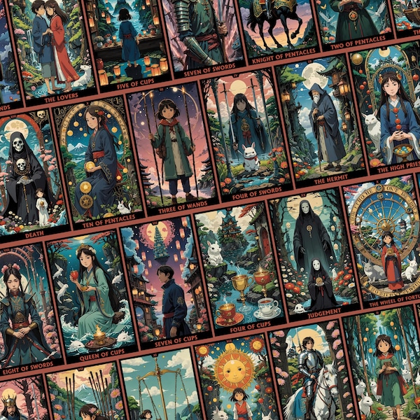 Ghibli Inspired Anime Tarot Deck: 78 Tarot Cards with Guidebook & Pouch