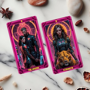 Cyberpunk 78 tarotkaarten complete set, hemelse tarotkaartspel, spirituele tarotkaart, unieke tarotkaarten aangepast ontwerp, orakelkaartspel, tarotkaartspel