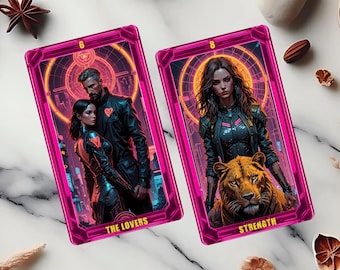Cyberpunk Tarot Deck with Guidebook, 78 Tarot Cards Complete Set
