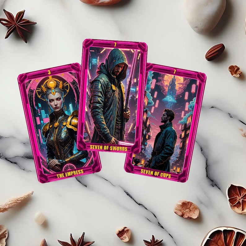 Cyberpunk Tarot Deck: 78 Tarot Cards With Guidebook & Pouch - Etsy