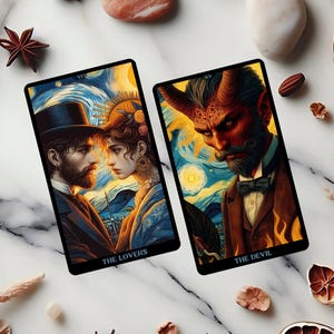 Van Gogh 78 tarotkaarten complete set, Sterrennacht, cadeau voor kunstliefhebbers, unieke tarotkaarten, custom design, spiritueel orakel tarotdeck