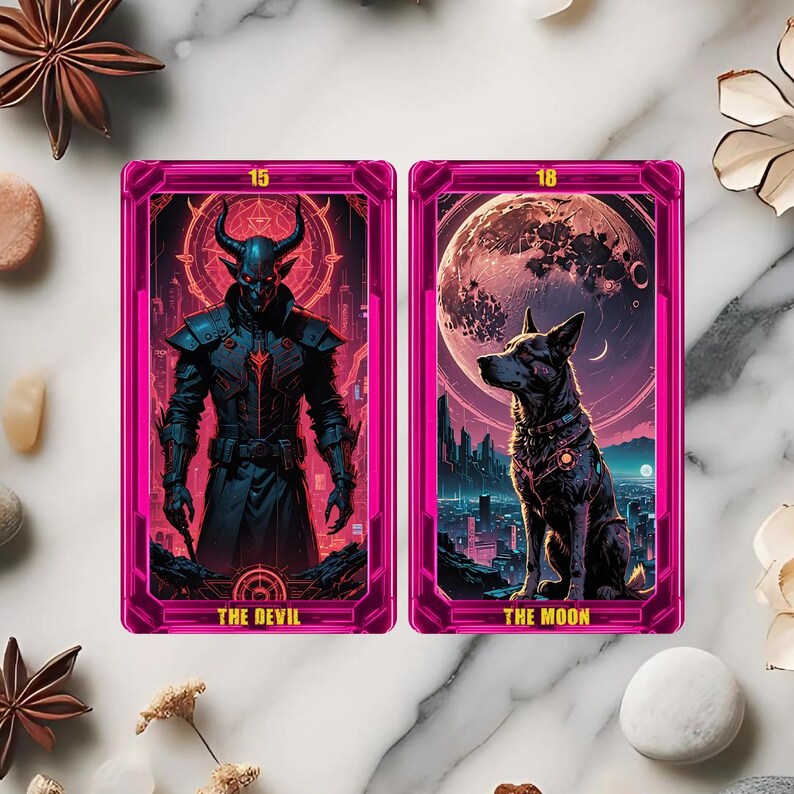 Cyberpunk Tarot Deck: 78 Tarot Cards With Guidebook & Pouch - Etsy