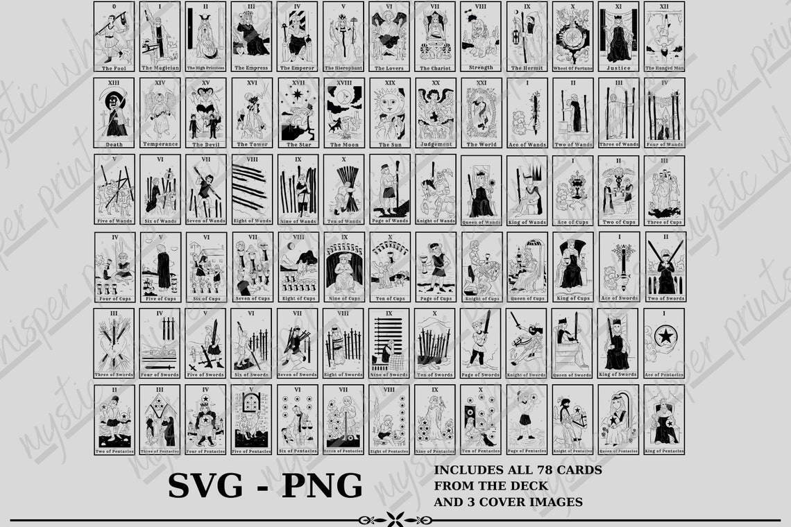 Unique 78 Tarot Cards Set SVG PNG, Tarot Deck Svg, Transparent ...