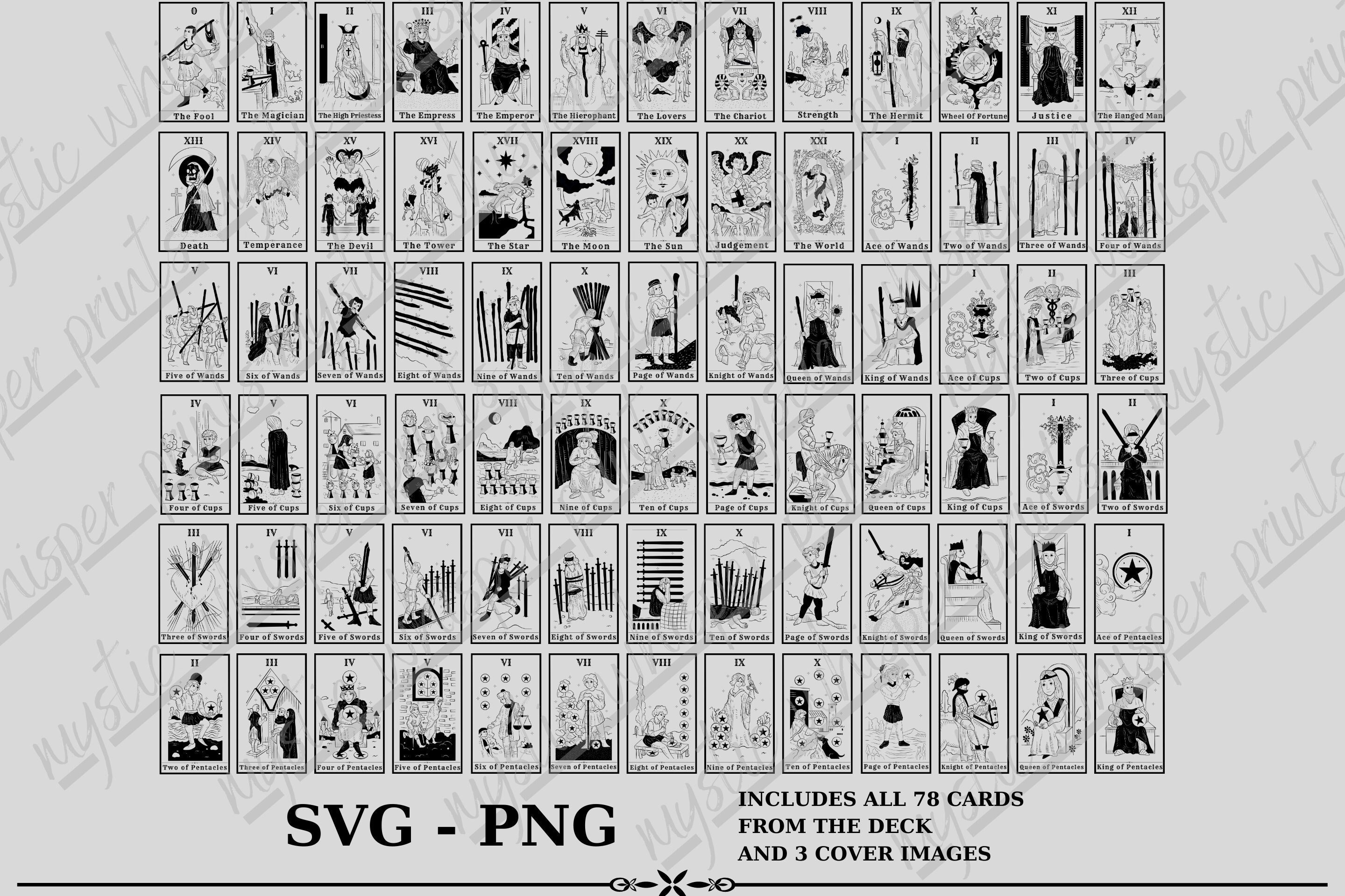Unique 78 Tarot Cards Set SVG PNG, Tarot Deck Svg, Transparent ...