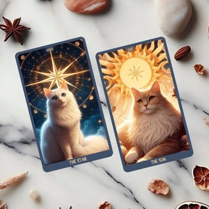 Cat 78 tarotkaarten complete set, volledig tarotkaartenspel, kittentarot, kattenthema, magische kat, unieke tarot, zwarte kattarot, op katten geïnspireerd tarotspel