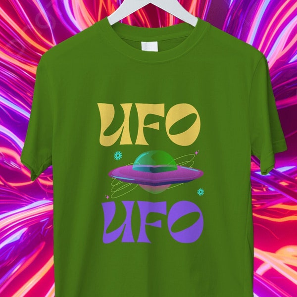 UFO t-shirt, alien Tshirt, ovnis, space, unique retro art