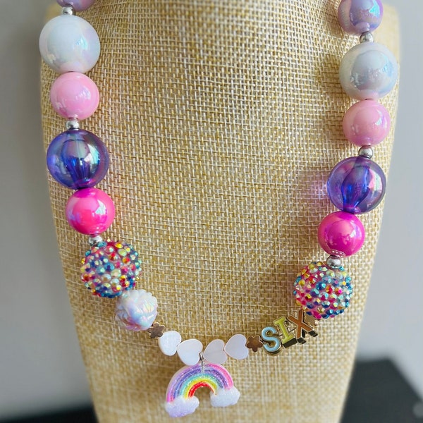 CAKE SMASH | Birthday Necklace, Unique Milestone Necklace, Chunky bubblegum beads, Photo prop Necklace, Toddler, Kids, Jewelry gift set