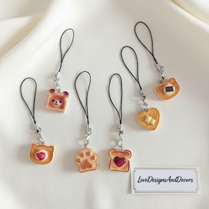 Mini Toast Phone Charm, Bear, Heart, Paw Print, Kawaii Bag Keychain