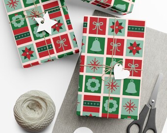 Papier d'emballage de guirlande de Noël, emballage cadeau de Noël, emballage de Noël rustique, chaîne cadeau de Noël aquarelle, papier d'emballage de Noël, cadeau