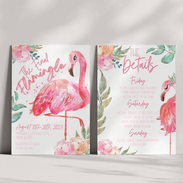 Final Flamingle Invitation Flamingo Bachelorette Invite Hens Party Invitation Tropical Bachelorette Party Bachelorette Trip Itinerary