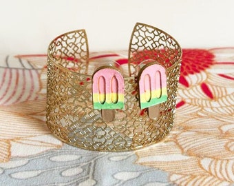 Cute Peachy Popsicle Stud Earrings, Summer, Kids' Earrings