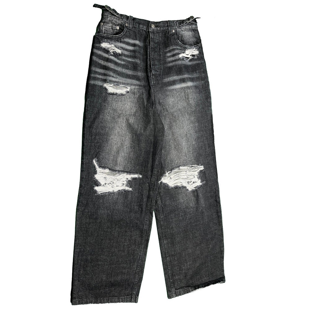 Balenciaga Baggy Ripped Knee Jeans. Worn by Opium Archive All - Etsy