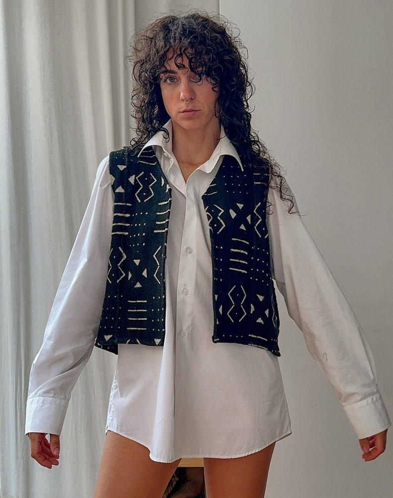 Mudcloth African Tribal Vest, Bogolan Handmade Organic Cotton Vest ...