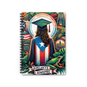 Puerto Rican Graduation Journal - "Adelante Siempre" | Blank Pages, Puerto Rico Flag, Graduation Gift, Boricua Pride, Latina and Educated