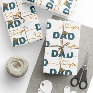 Vaderdag inpakpapier Ik hou van je papa, hartontwerp, Vaderdag, cadeauverpakking voor hem, papa geschenken, unieke cadeauverpakking, cadeau voor papa