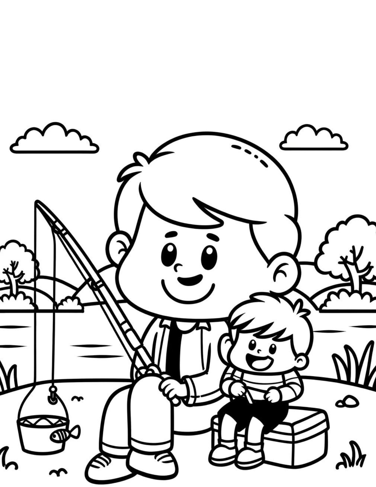 Father's Day Coloring Pages - Digital Download, Preschool Coloring ...