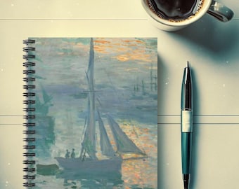 Spiral, Lined Journal 6x8, Sunrise Claude Monet
