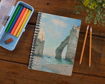 Spiral, Lined Journal 6x8, Cliffs at Etretat Claude Monet