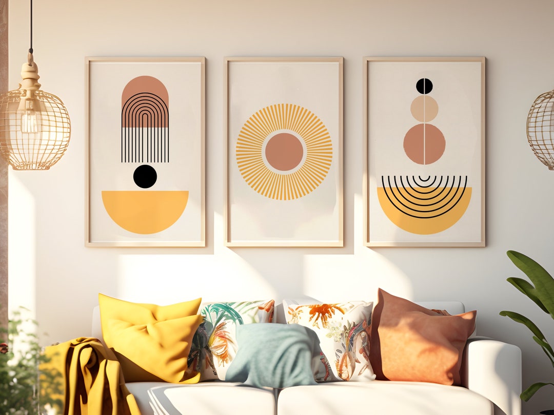 Mid Century Modern Art Print, Set of 3 Wall Prints, Boho Art Prints ...