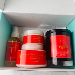 Mother’s Day Luxury Gift Set: Watermelon Burst Whipped Body Scrub, Watermelon Body Butter, Body Oil, Hand Poured Candle (Zen Essence).