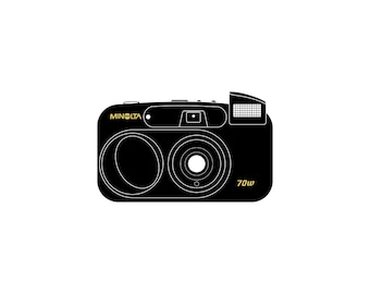 Minolta Point and Shoot Film Camera Illustration Digital Download