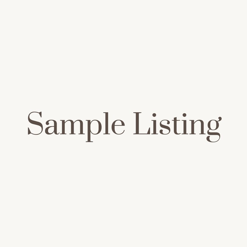May include: Sample Listing text in a simple, sans-serif font.