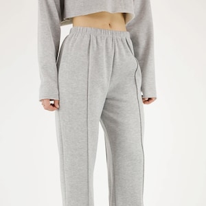 Women&#39;s Cotton Fleece Sweatpants: Relaxed Fit Pintuck Joggers