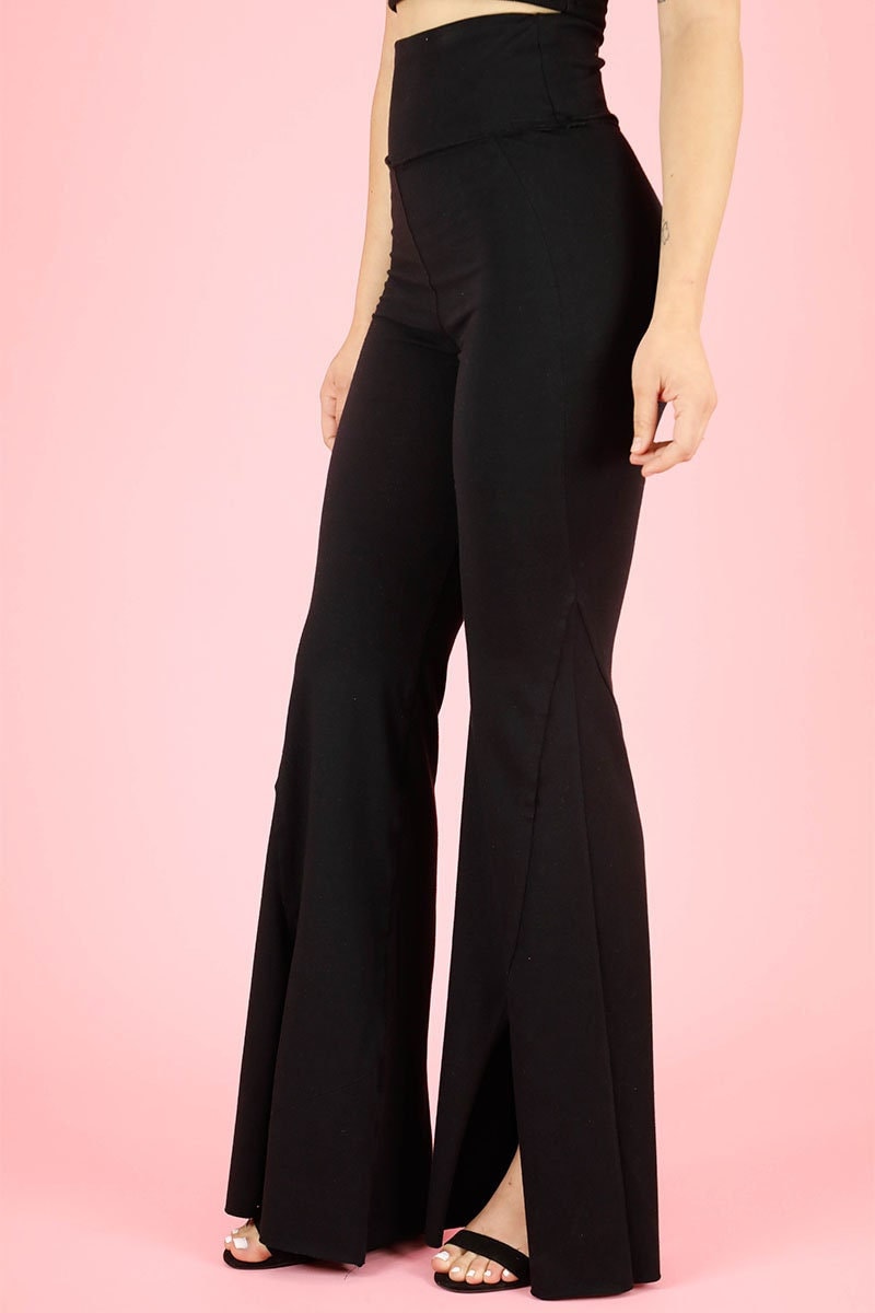 Cotton High Rise Pants Black