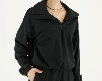 Women's Cotton Fleece Quarter Zip Sweatshirt - Made in USA