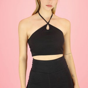 Ribbed Halter Crop Top: Keyhole Detail, Made in LA