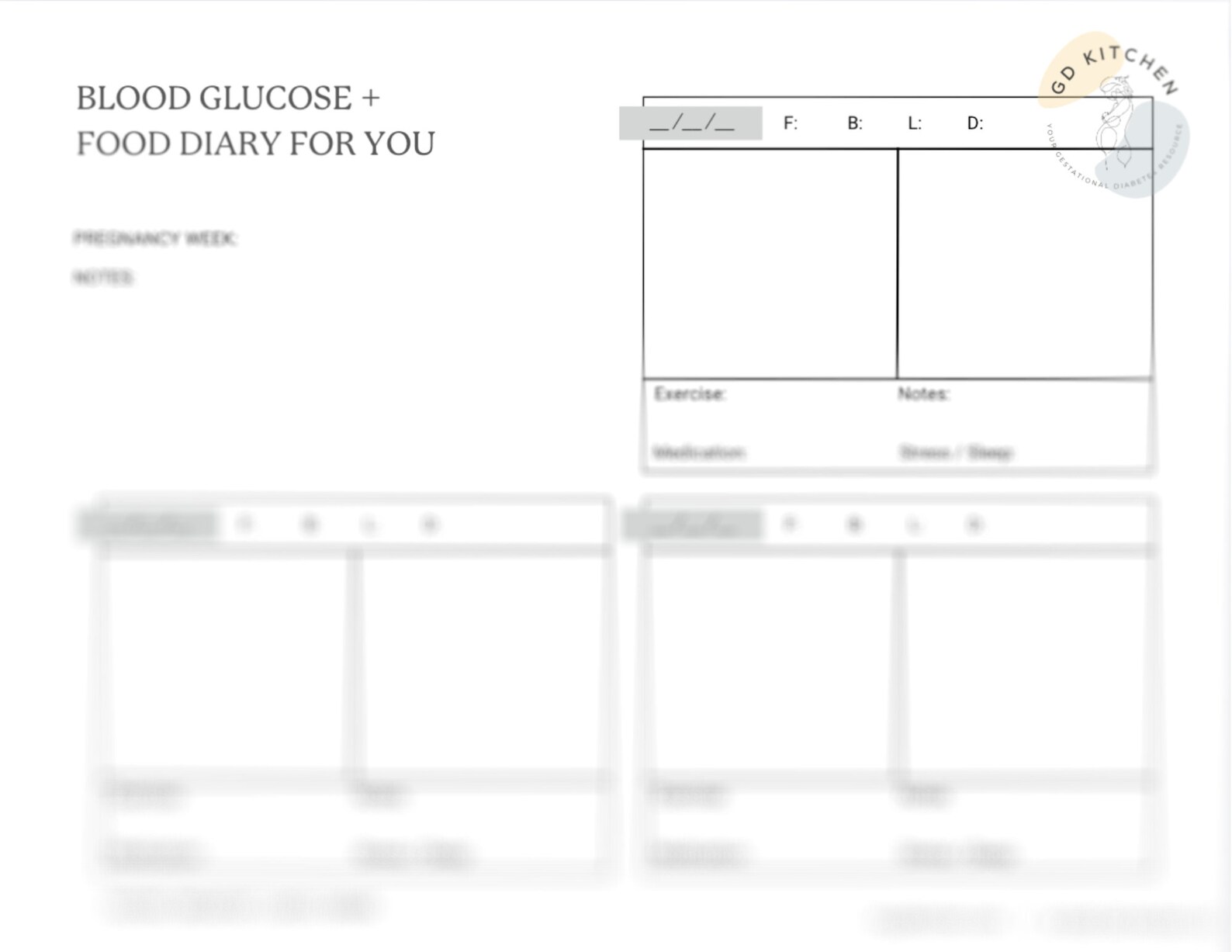 Gestational Diabetes Food Log and Blood Glucose Diaries - Etsy