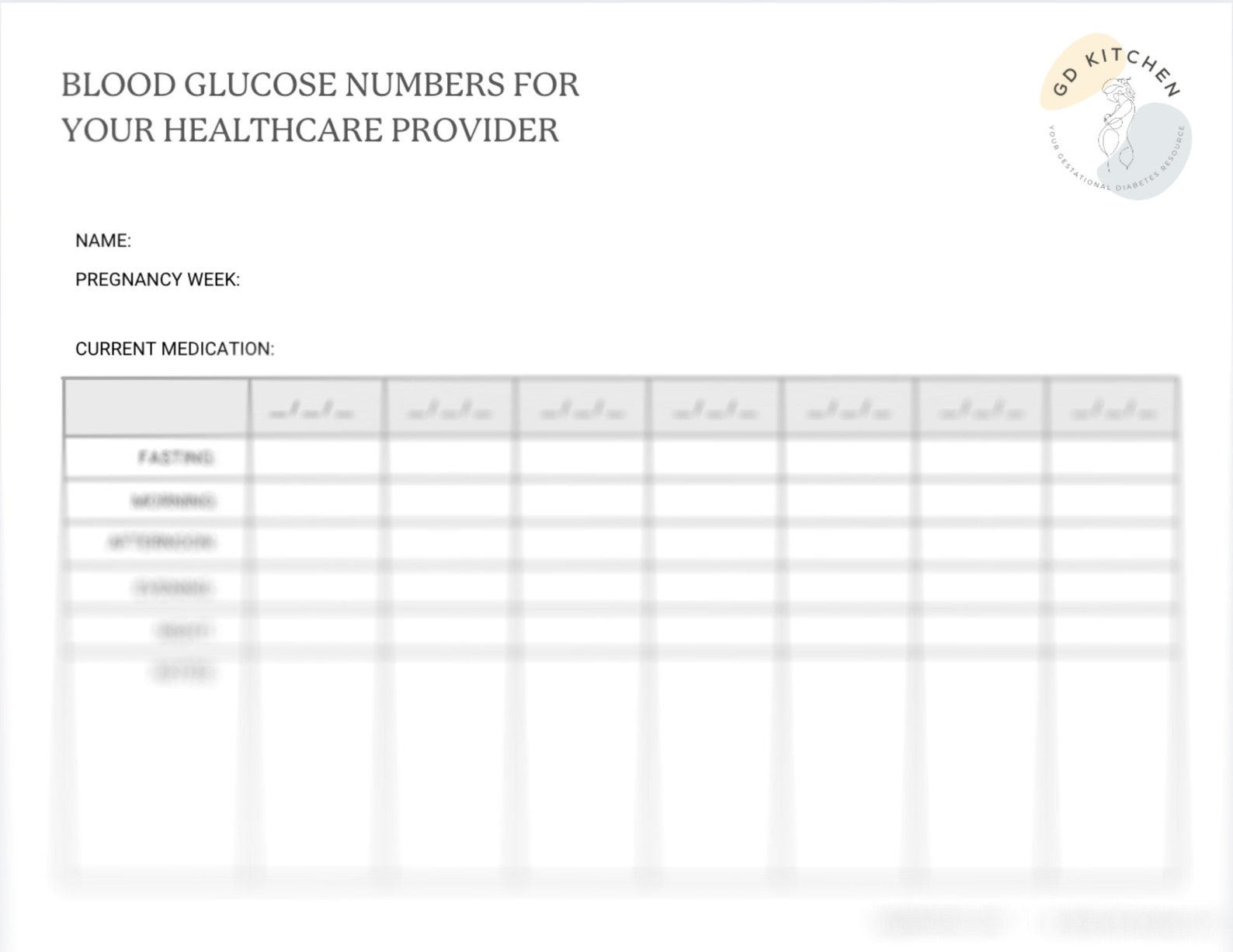 Gestational Diabetes Food Log and Blood Glucose Diaries - Etsy