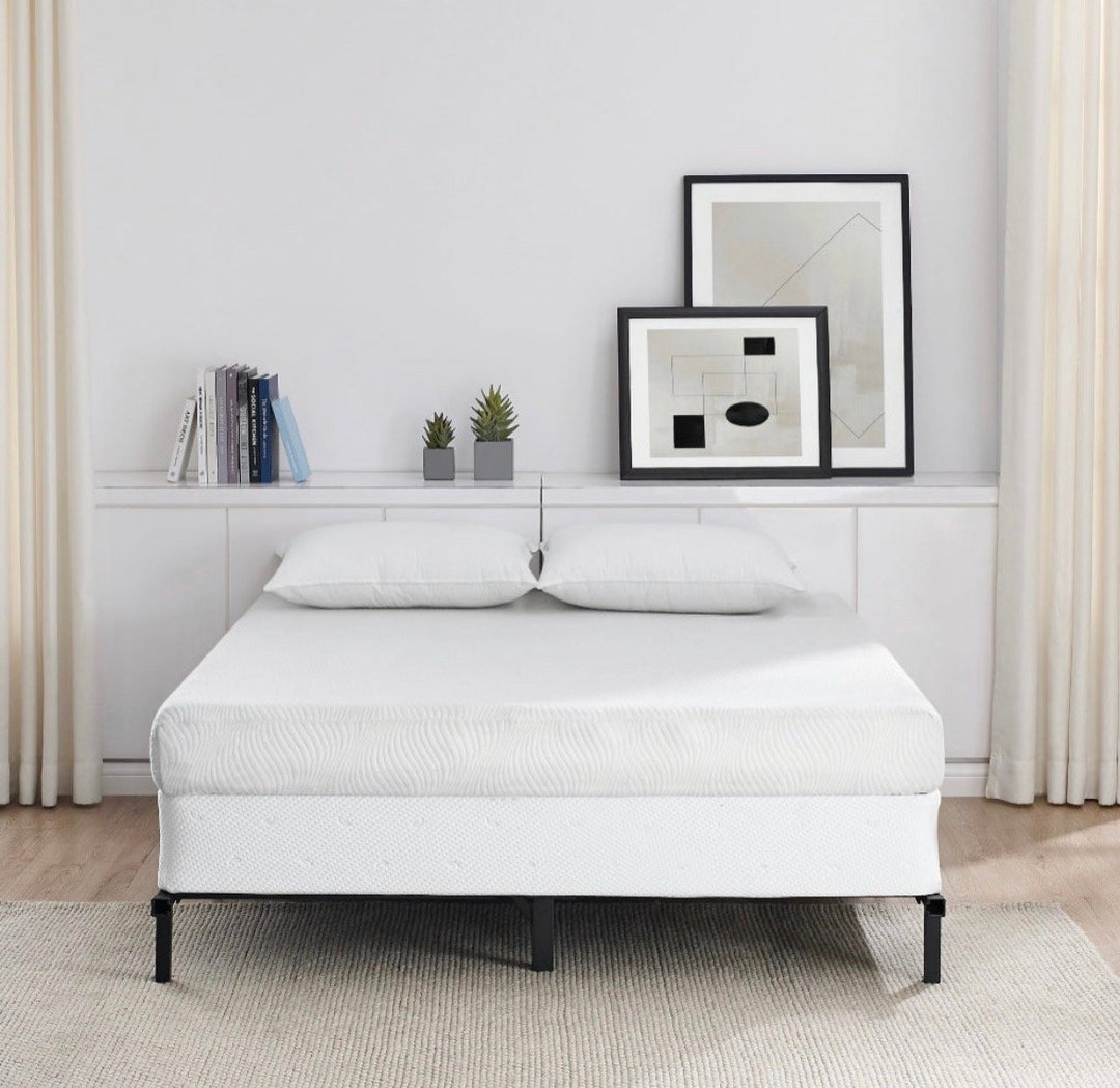 Mainstays 7 Adjustable Balck Metal Bed Frame Twinqueen Etsy