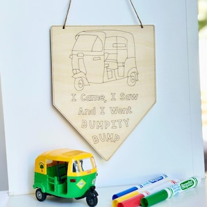 DIY Auto Rickshaw Room Sign Kit | Coloring and Sand Art | Tuk Tuk Crafts | India Wedding Trip Keepsake | Indian Culture Art & Wall Décor