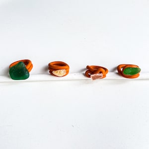 Anelli Pietra Marina | Tubolari a tre giri | Chunky Statement Rings in pasta polimerica