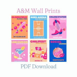 Texas A&M/TAMU Preppy Posters/College Station Digital Wall Art