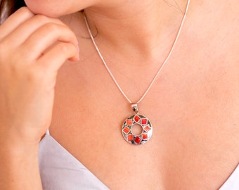 Peruvian 950 Silver Pendant – Handmade Energy Stone Jewelry