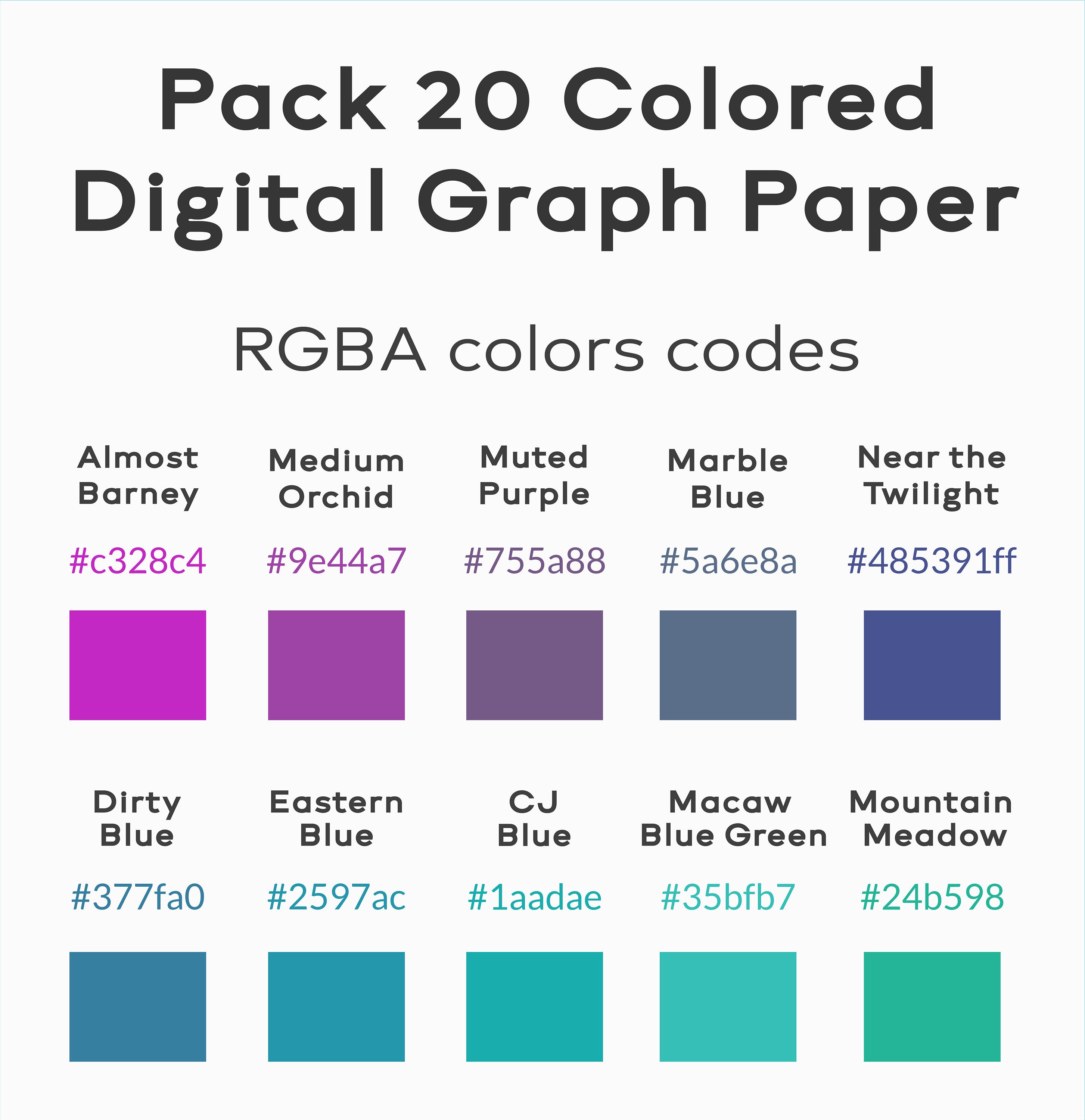 Aesthetics Printable and Digital Colored Graph Paper PDF. Grid Paper ...