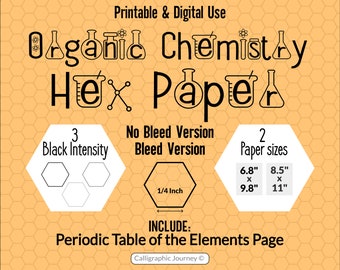 Organic Chemistry Hex Paper. Printable Hexagon Grid Paper. Honeycomb Pattern. Hexagonal Digital Paper Template. Hexagonal Graph Paper.