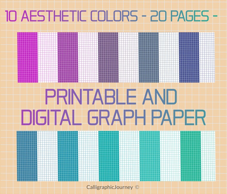 Aesthetics Printable and Digital Colored Graph Paper PDF. Grid Etsy