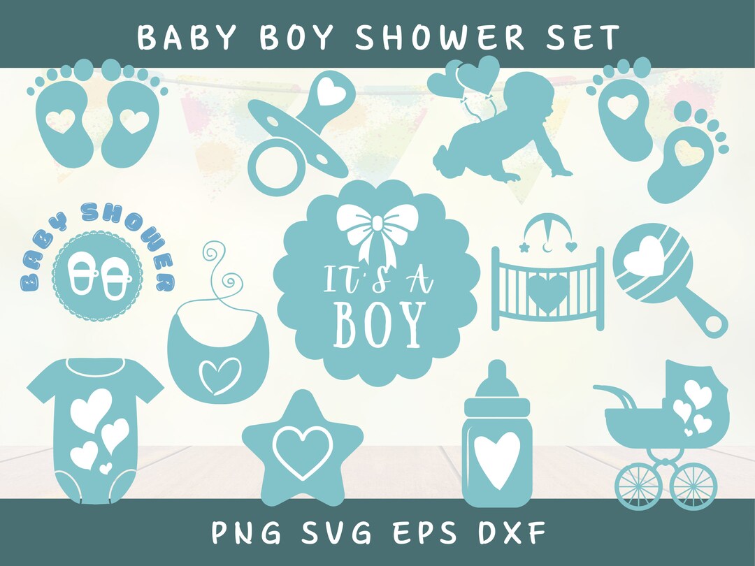 Baby Boy Shower Cute Printable Decorations Bundle Digital - Etsy
