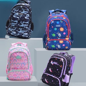 Mochila escolar - Unicornio, astronauta, fútbol, mochila para niños con arco iris para niños y niñas en edad preescolar, jardín de infantes - Mochila linda para niños de dibujos animados