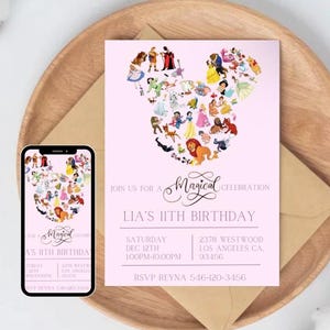 Disney invitation disneyland birthday disney invite Mickey Mouse bday 6th birthday never grow up 5th Minnie Mouse invites party editable image 1