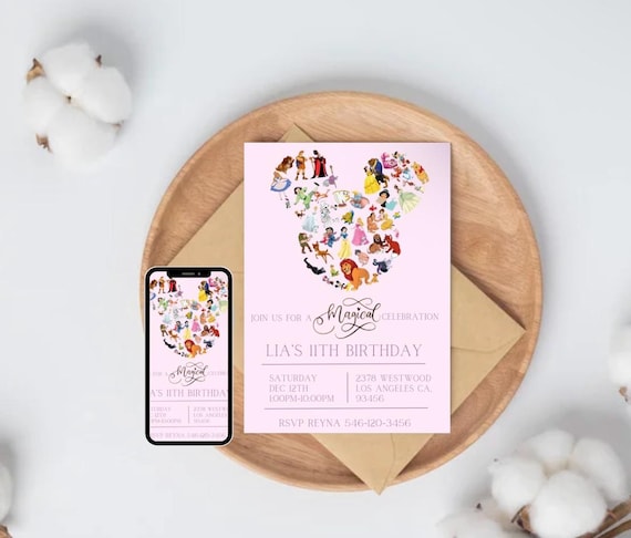 Disney invitation disneyland birthday disney invite Mickey Mouse bday 6th birthday never grow up 5th Minnie Mouse invites party editable