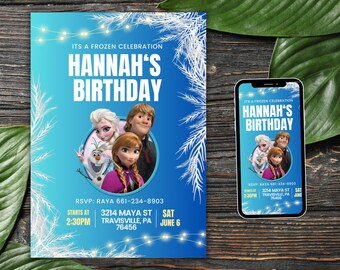 Frozen birthday invitation Elsa birthday invitation theme invite party invitations supplies princess digital invites Editable Printable