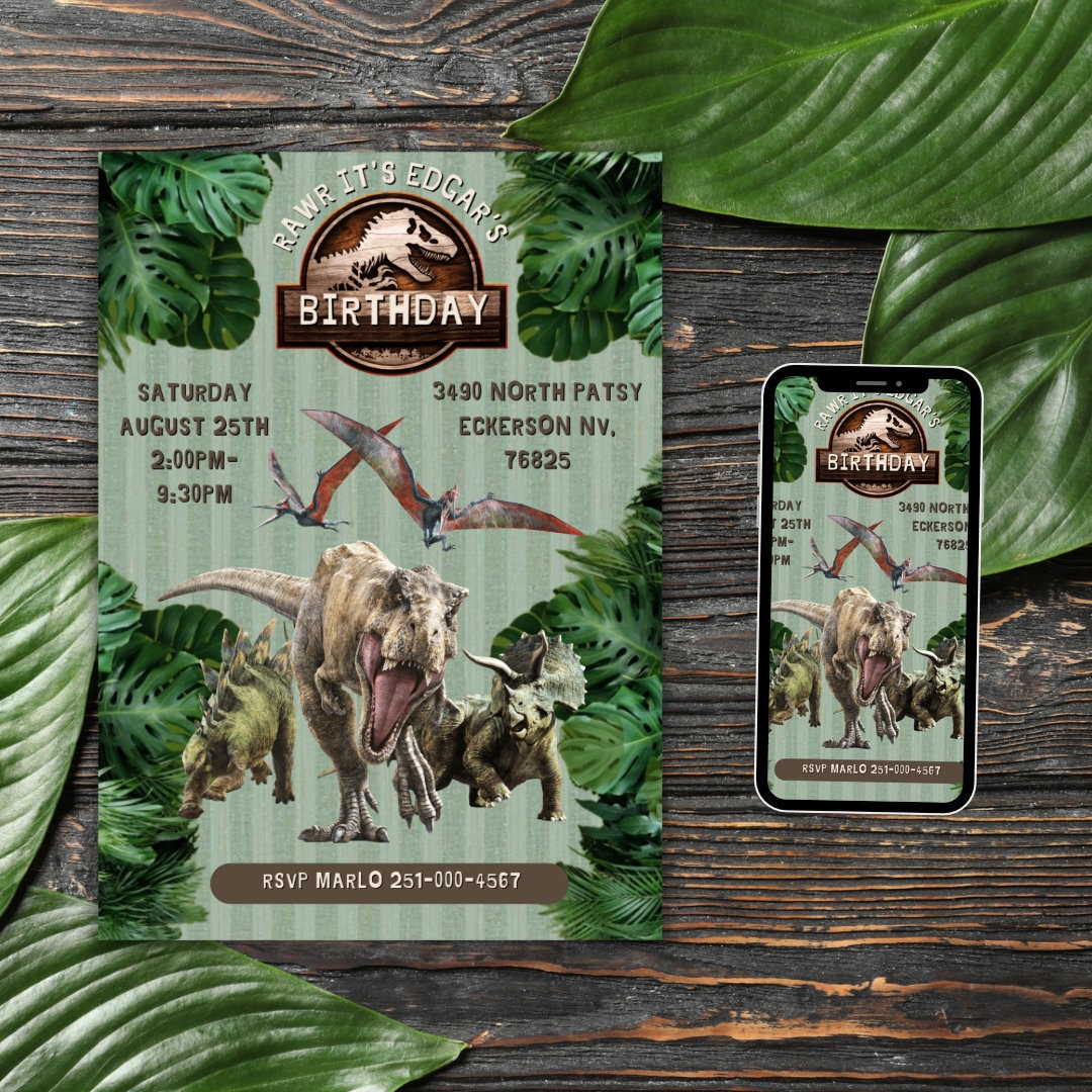 Jurassic World Invitation Jurassic Park Invitation Dinosaur Invitation