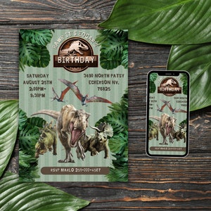 Jurassic World Invitation jurassic park invitation dinosaur invitation dino birthday invite party invitations boys birthday invite printable