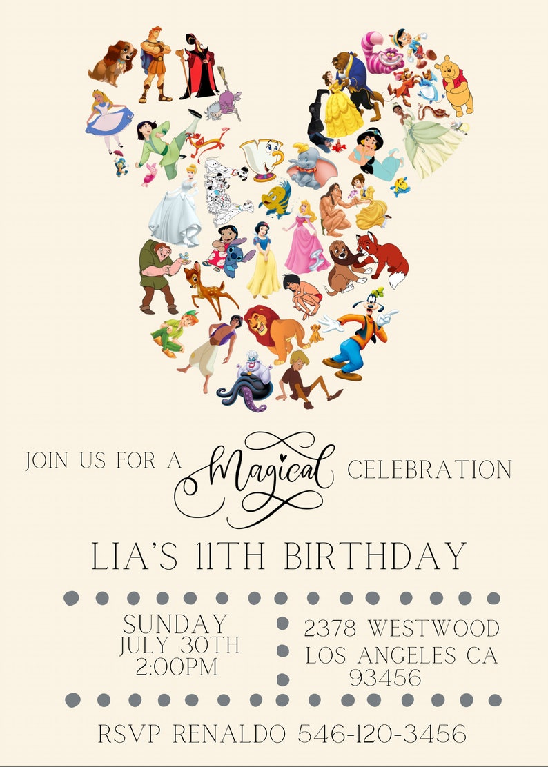 Disney Invitation Disneyland Birthday Disney Invite Mickey - Etsy