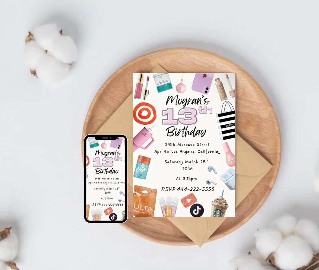 Preppy VSCO Girl Party Invite Makeup Target Sephora Ulta Digital Teen ...