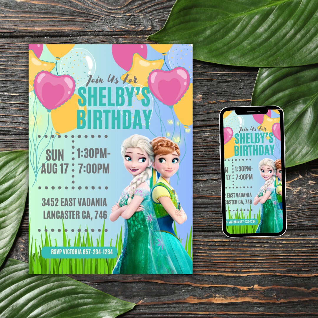 Frozen Birthday Invitation Elsa Birthday Invitation Theme Etsy